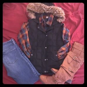 GAP Vest with Faux Fur Trim